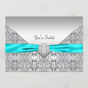 Carte d'invitation de fête à toutes occasions bleu