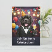 Carte d'invitation de fête avec un chien de Terre- (Debout devant)