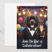 Carte d'invitation de fête avec un chien de Terre- (Devant / Derrière)