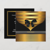 Carte d'invitation de fête Black Gold pour toutes  (Devant / Derrière)