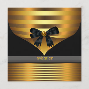 Carte d'invitation de fête Black Gold pour toutes