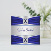 Carte d'invitation de fête bleu cobalt pour toutes (Debout devant)