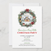 Carte d'invitation de fête chic rouge vert pour le (Devant)