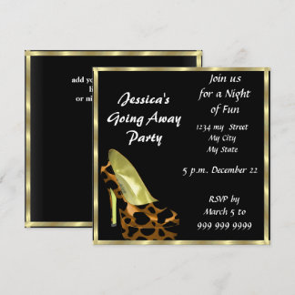Carte d'invitation de fête d'adieu au revoir noir