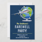 Carte d'invitation de fête d'adieu avec globe de c (Devant)