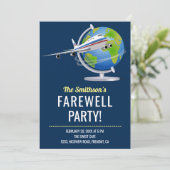 Carte d'invitation de fête d'adieu avec globe de c (Debout devant)