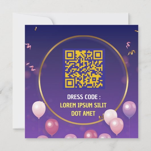 Carte d'invitation de fête d'anniversaire (Dos)
