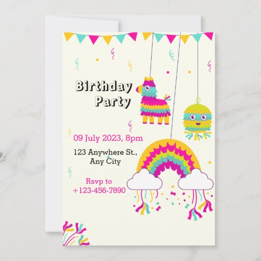 Carte d'invitation de fête d'anniversaire (Devant)