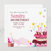 Carte d'invitation de fête d'anniversaire colorée (Devant / Derrière)