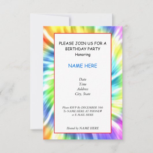 Carte d'invitation de fête d'anniversaire de (Devant)