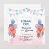 Carte d'invitation de fête d'anniversaire du ballo (Devant / Derrière)