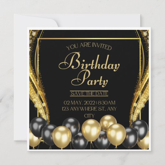 Carte d'invitation de fête d'anniversaire Enregist (Devant)