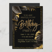 Carte d'invitation de fête d'anniversaire Luxe Or  (Devant / Derrière)