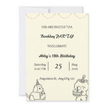 Carte d'invitation de fête d'anniversaire mignonne