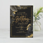 carte d'invitation de fête d'anniversaire noire (Debout devant)