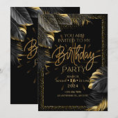 carte d'invitation de fête d'anniversaire noire (Devant / Derrière)