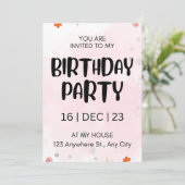 Carte d'invitation de fête d'anniversaire, script (Debout devant)