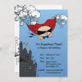 Carte d'invitation de fête d'anniversaire Superher (Devant / Derrière)