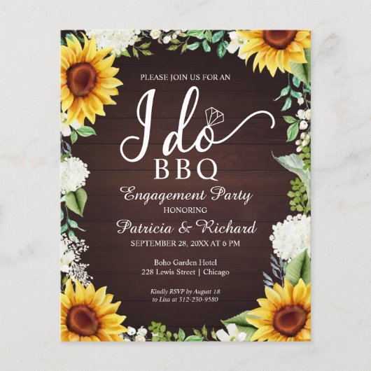 Carte d'invitation de fête de fiançailles rustique (Devant)