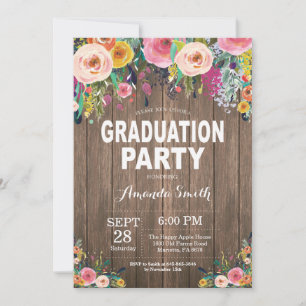 Carte d'invitation de fête de fin d'études en bois