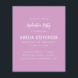 Carte d'invitation de fête de fin d'études minimal<br><div class="desc">Carte d'invitation de fête de fin d'études minimaliste moderne en violet budget</div>