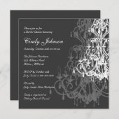 Carte d'invitation de Fête de la mariée de lustre (Devant / Derrière)