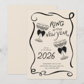 Carte d'invitation de fête de la Saint-Sylvestre d (Devant / Derrière)