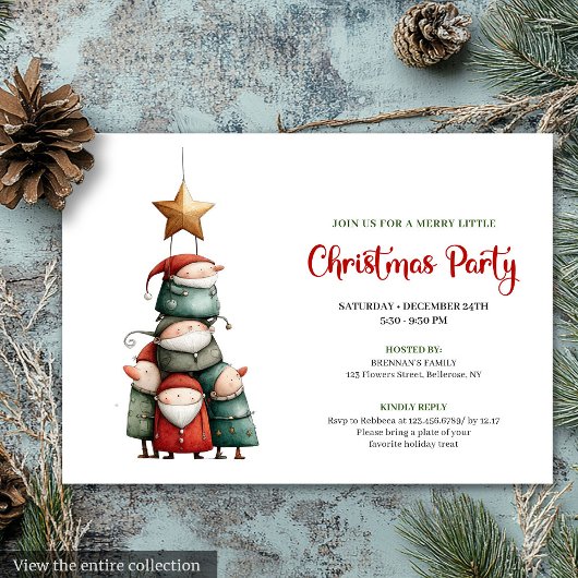 Carte d'invitation de fête de Noël à l'aquarelle e