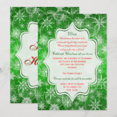 Carte d'invitation de fête de Noël aux flocons de  (Devant / Derrière)