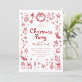 Carte d'invitation de fête de Noël dessinée à la m (Debout devant)