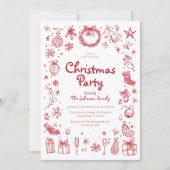 Carte d'invitation de fête de Noël dessinée à la m (Devant)