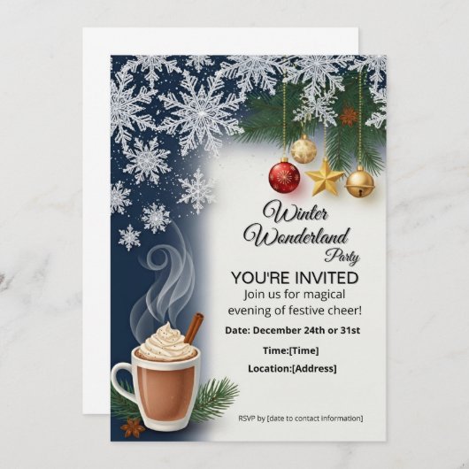 Carte d'invitation de fête de Noël modèle (Devant / Derrière)