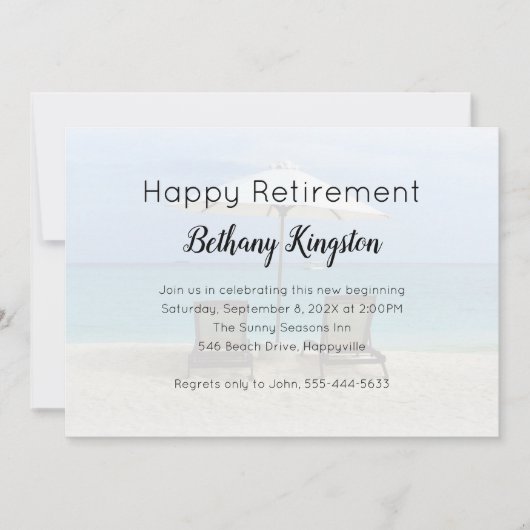 Carte d'invitation de fête de retraite avec chaise (Devant)