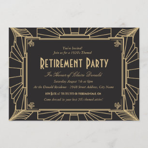 Carte d'invitation de fête de retraite de style Ar