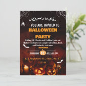 Carte d'invitation de fête déguisée pour Halloween (Debout devant)