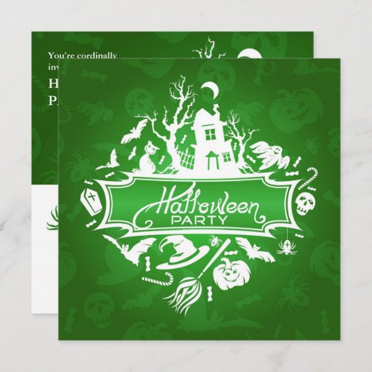 Carte d'invitation de fête d'Halloween (Devant / Derrière)