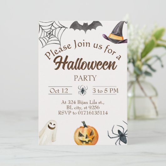 Carte d'invitation de fête d'Halloween (Debout devant)