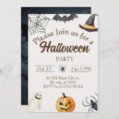 Carte d'invitation de fête d'Halloween (Devant / Derrière)