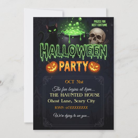Carte d'invitation de fête d'Halloween | Gothique  (Devant)