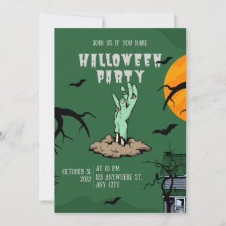 Carte d'invitation de fête d'Halloween illustrée v