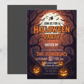 Carte d'invitation de fête d'Halloween | Pu Forêt (Devant / Derrière)