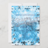 Carte d'invitation de fête Flocons de neige bleus  (Devant)