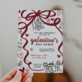 Carte d'invitation de fête Galentines dessinée à l
