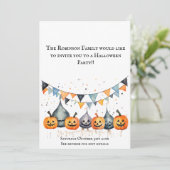 Carte d'invitation de fête Halloween citrouille (Debout devant)