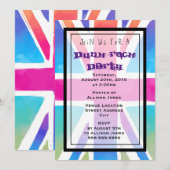 Carte d'invitation de fête punk rock Union Jack (Devant / Derrière)