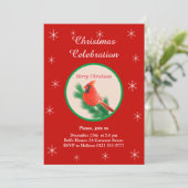 Carte d'invitation de fête Rouge de Noël Oiseau &  (Debout devant)