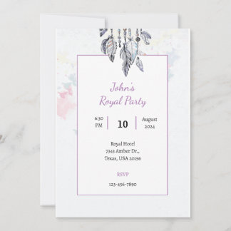 Carte d'invitation de fête royale à l'aquarelle bo
