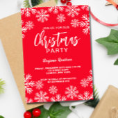 Carte d'Invitation de fête unique rouge neige
