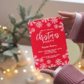Carte d'Invitation de fête unique rouge neige