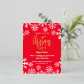 Carte d'Invitation de fête unique rouge neige (Debout devant)